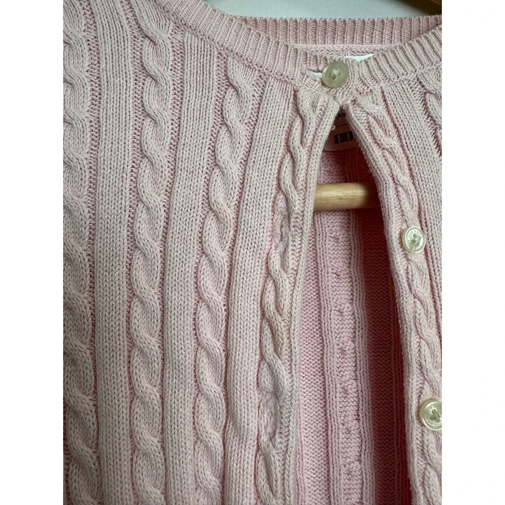 Ralph Lauren Toddler Girl Pink Cardigan Cable Knit Pony Logo Sweater 24M